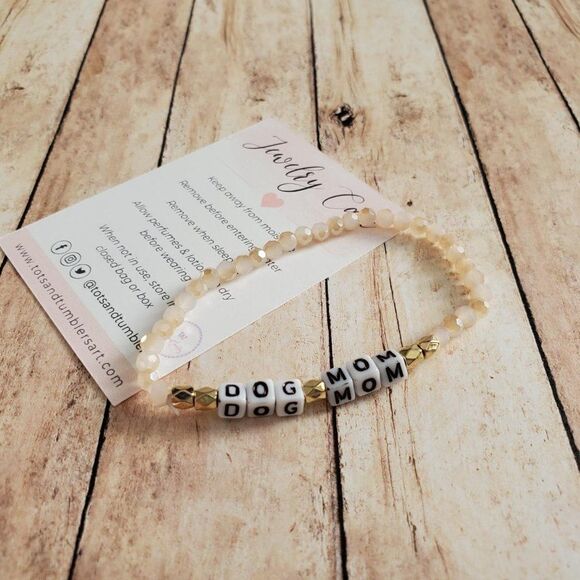 Dog Mom Beaded Stretch Bracelet, Dog Mom Jewelry, Gifts for Pet Lovers - Picture 1 of 11